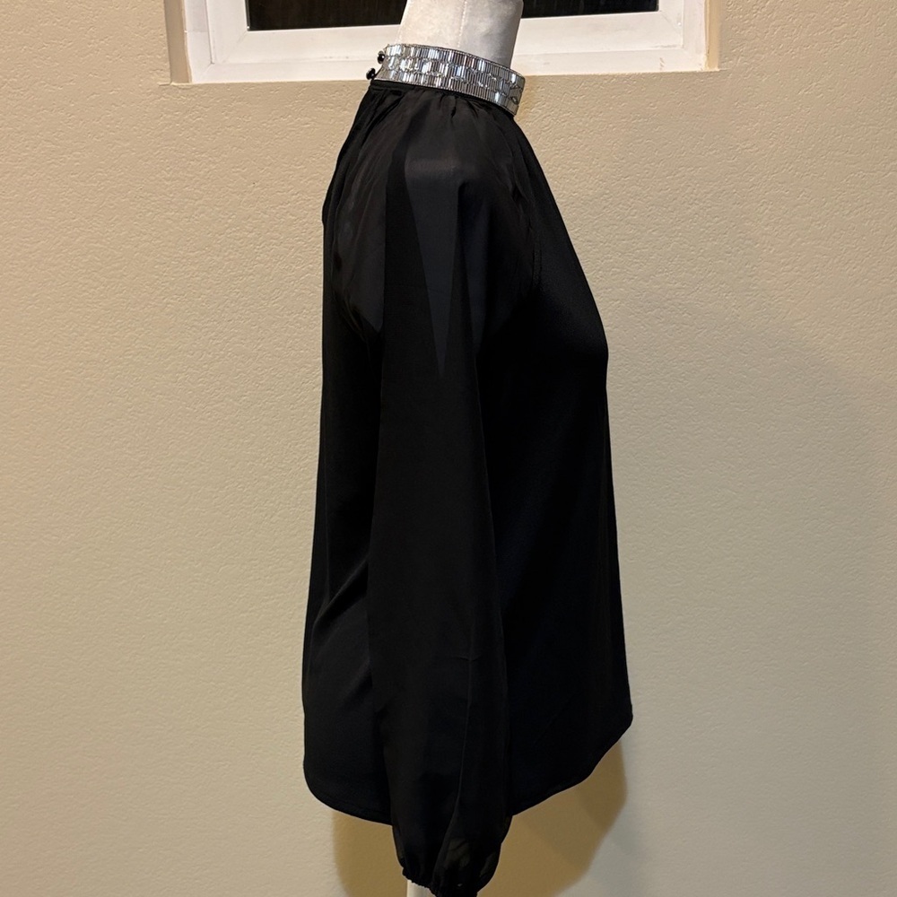 Cable & Gauge Black Blouse with Silver Accents - Picture 9 of 14